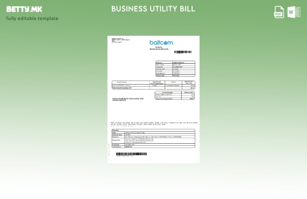 Модерен стил на шаблон за деловна сметка за телекомуникациски услуги на Baltcom
